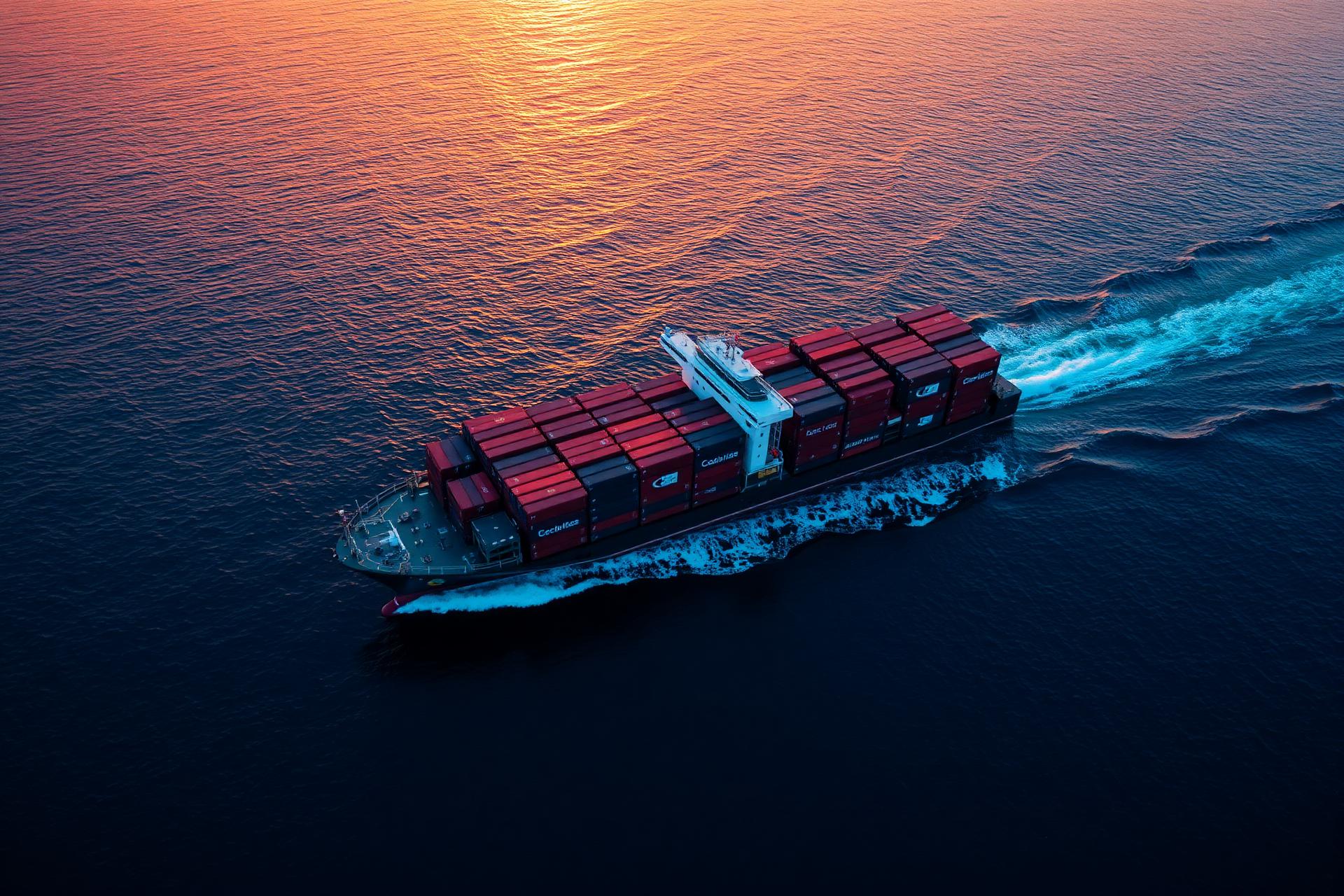 Container cargo ship at sea